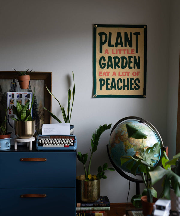 Oxford Pennant - PRESALE:  Plant A Little Garden Eat A Lot Of Peaches Camp Flag • John Prine x Oxford Pennant