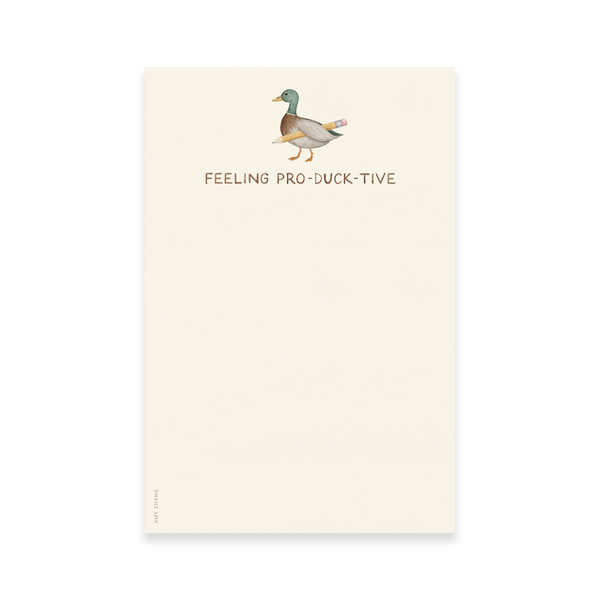 Amy Zhang - Feeling Productive — Cute Duck And Pencil Pun Notepad