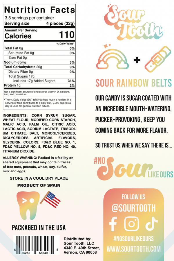 Sour Tooth - Sour Rainbow Belts
