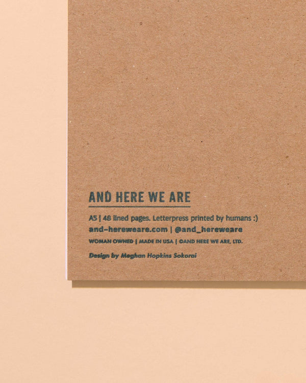 And Here We Are - Strawberry Letterpress A5 Spiral Notebook - Made in USA - Foodie, Fruit, Berry, Garden, Journal - Stocking stuffer, Holiday, Gift Guide