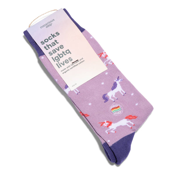 Conscious Step - Socks that Save LGBTQ Lives (Purple Unicorns)