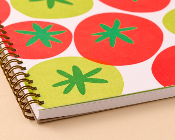 And Here We Are - Tomato Letterpress A5 Spiral Notebook - Made in USA - Foodie, Fruit, Vegetable, Garden, Cooking, Recipe Journal - Summer, Back to School, Dinner Party, Housewarming Gift - Stocking stuffer, Holiday, Gift Guide