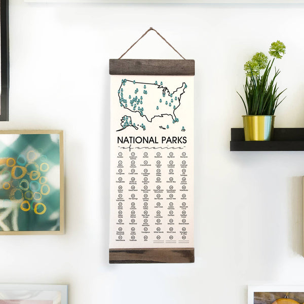 Unfinished Art Studio - National Park Map Checklist With Pen, Hiker Gift, USA