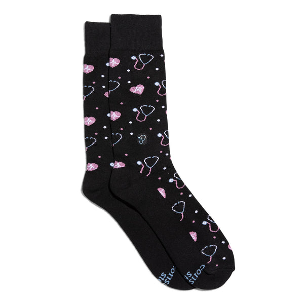 Conscious Step - Socks that Fight Childhood Cancer (Black Stethoscopes)