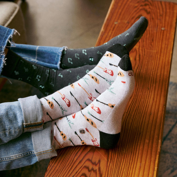 Conscious Step - Socks that Support Music (Gray Guitars)