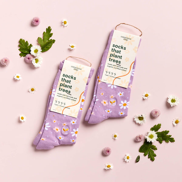 Socks that Plant Trees (Lavender Daisies)