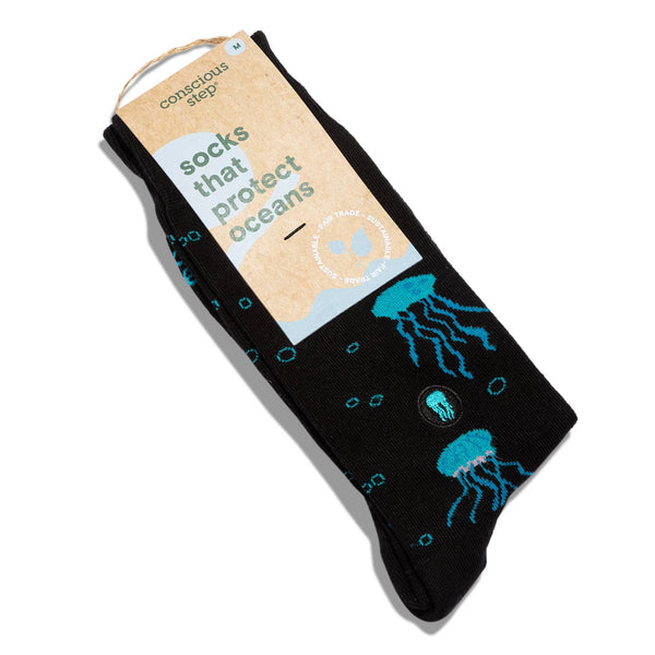 Conscious Step - Socks that Protect Oceans (Black Jellyfish)