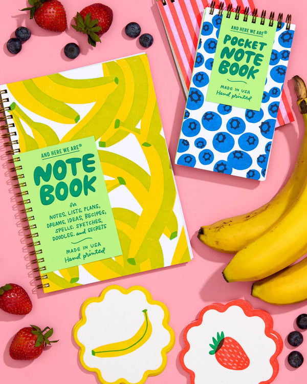 Colorful Spiral Notebook — Banana Pattern