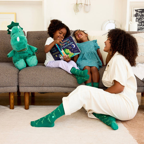 Conscious Step - Kids Socks that Give Books (Green Dinosaurs)