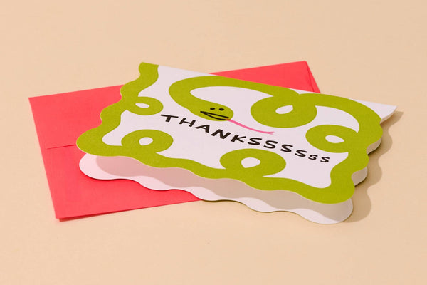 And Here We Are - Letterpress Scalloped Thank You Notecards (10) — Snake