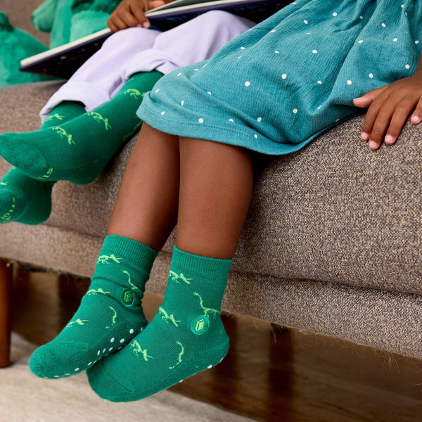 Conscious Step - Kids Socks that Give Books (Green Dinosaurs)