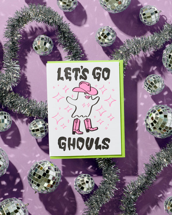 And Here We Are - Letterpress Halloween Card—Let's Go Ghouls