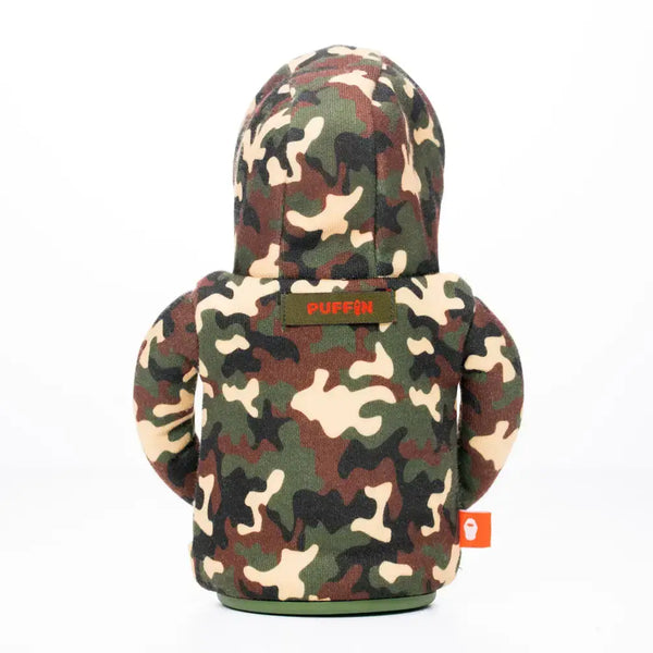 Puffin Drinkwear - The Hoodie - Insulated Can Cooler - Woodsy Camo & Puffin Red