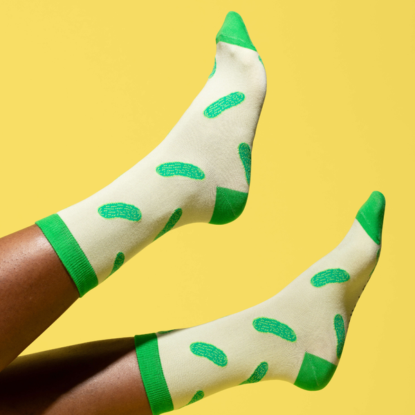 Jenny Lemons - Green Colorblock Pickle Crew Socks
