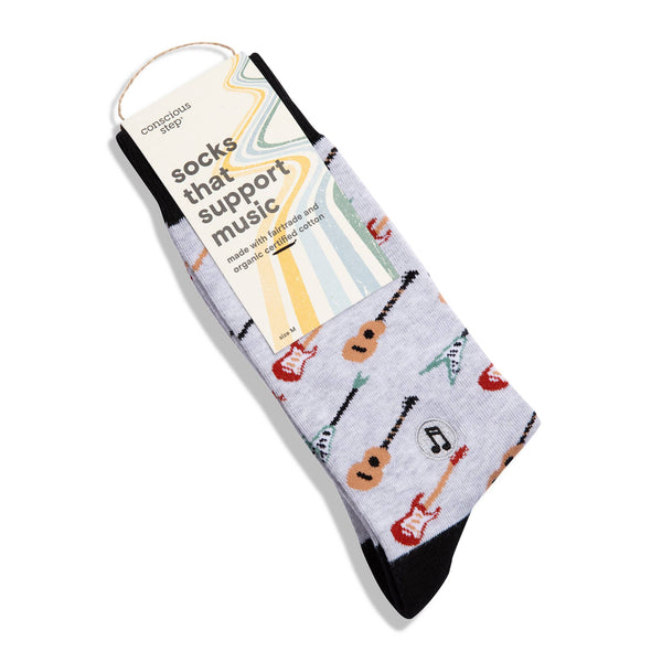 Conscious Step - Socks that Support Music (Gray Guitars)