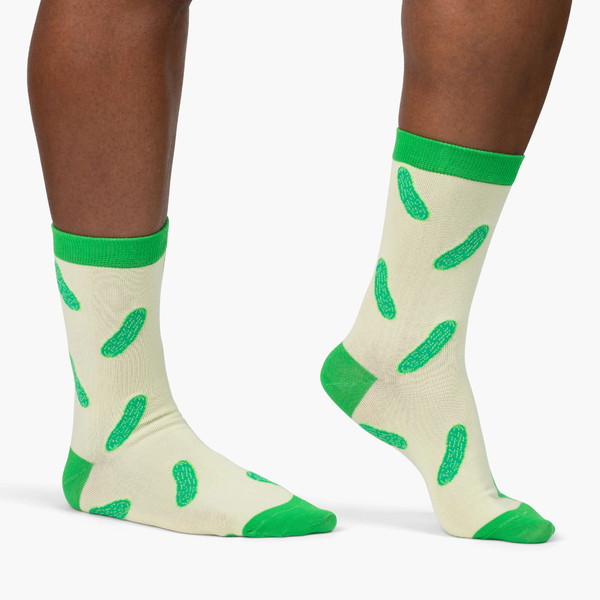 Jenny Lemons - Green Colorblock Pickle Crew Socks