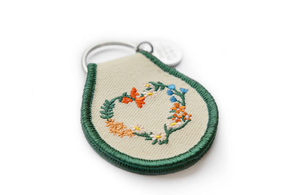 Three Potato Four - Patch Keychain - Floral Wreath Heart