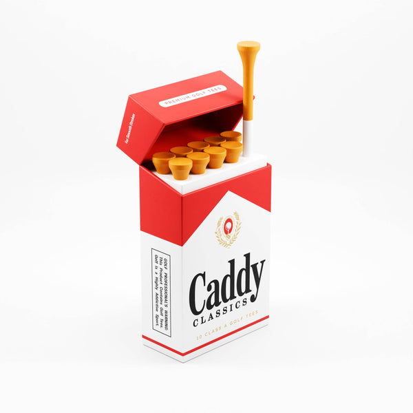Caddy Classics - Royal Reds | Golf Tee Holder + 10 Bamboo 2¾ Inch Tees