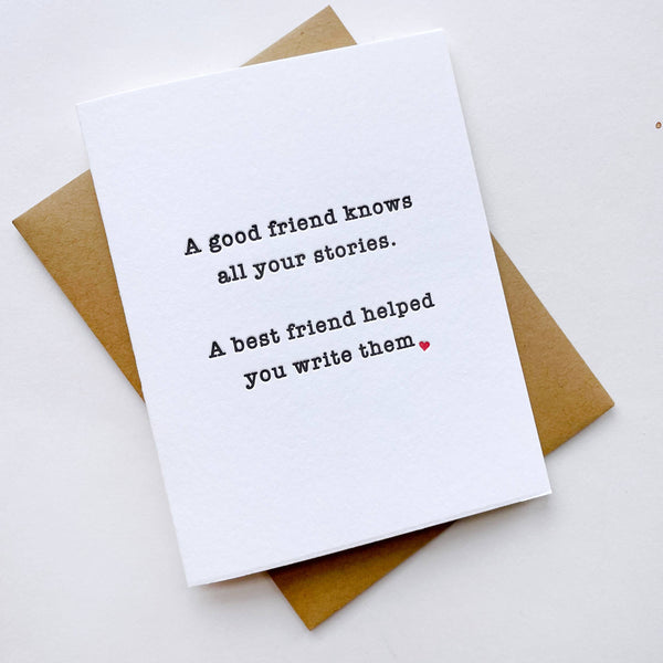 Steel Petal Press - Friend Stories - Letterpress Love and Friendship Anniversary Galentine Card
