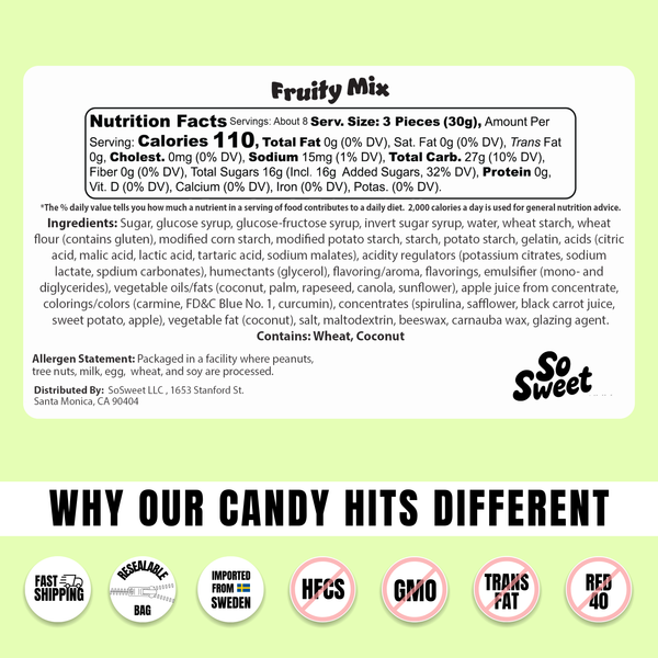 SoSweet LLC - Swedish Candy Fruity Mix (8 oz)