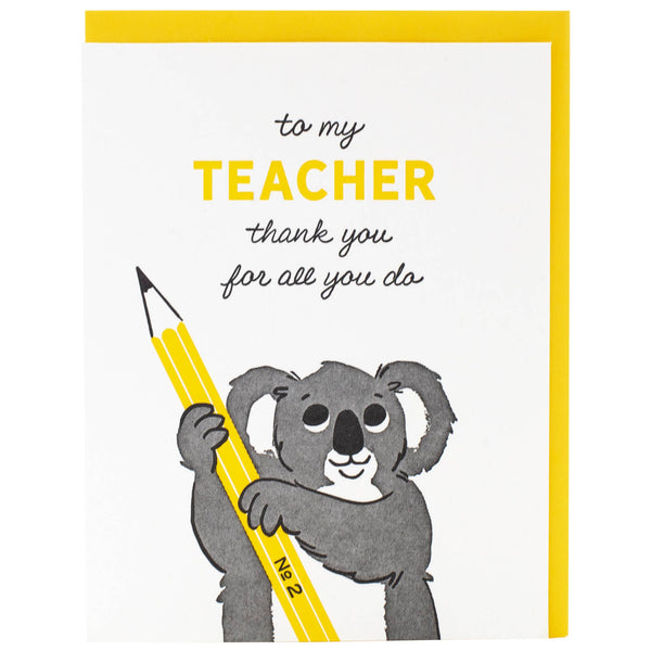 Smudge Ink - Koala Teacher Card