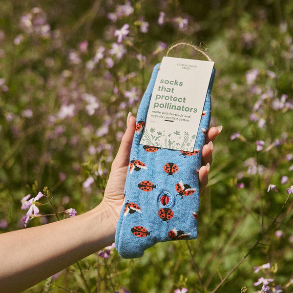 Socks that Protect Pollinators (Blue Ladybugs)