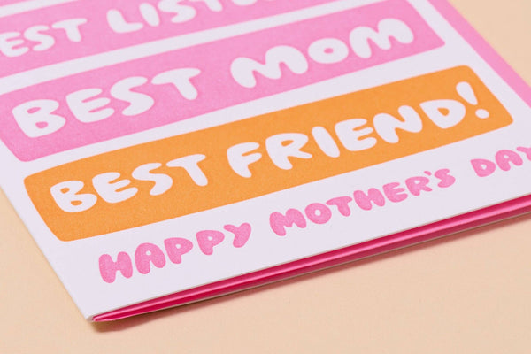 And Here We Are - Letterpress Mother's Day Card—Best Hugger/Mom/Friend (Kids)