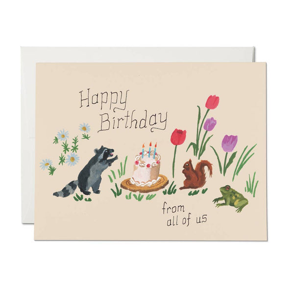 Red Cap Cards - Birthday Critters greeting card