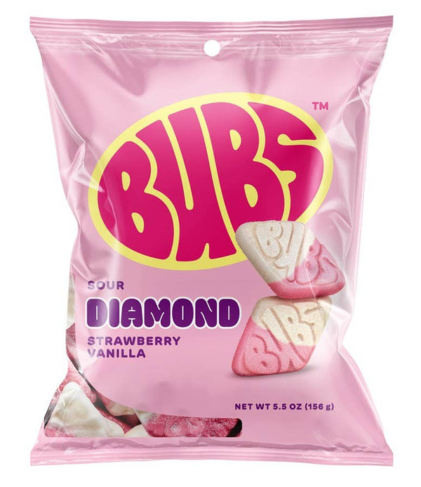 Grandpa Joe's Candy Shop - Bubs Sour Diamond Strawberry Vanilla 5.5oz Bag, 8ct