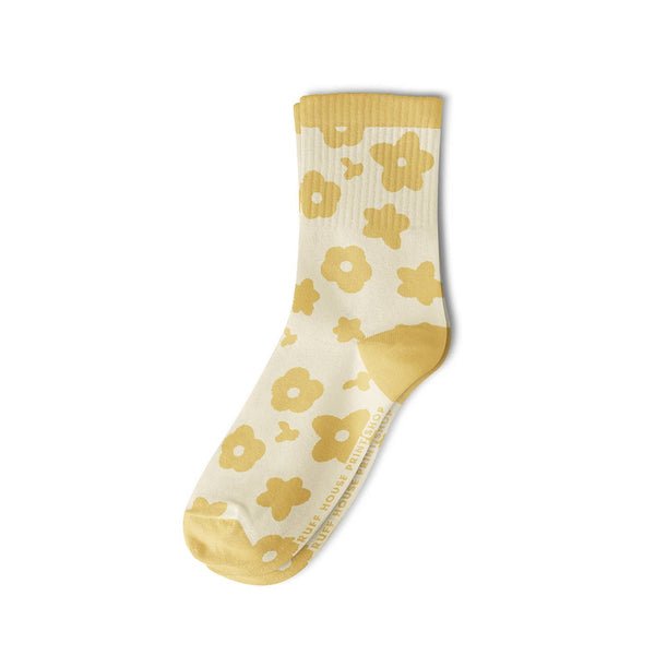 Ruff House Print Shop - Flower Pattern Unisex Ribbed Crew Socks