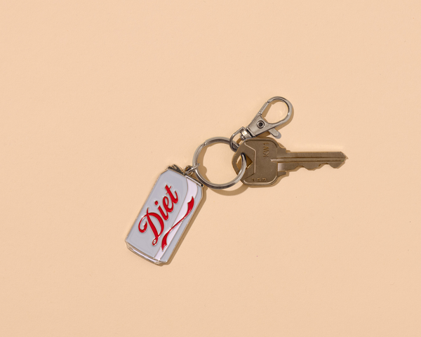 And Here We Are - Diet Soda Enamel Keychain & Bag Charm - Stocking stuffer, Holiday, Gift Guide