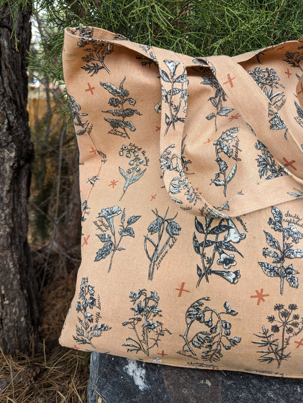 ilikesara | art + goods - Tote bag | fatal florals - pink poisonous flower canvas screenprinted tote