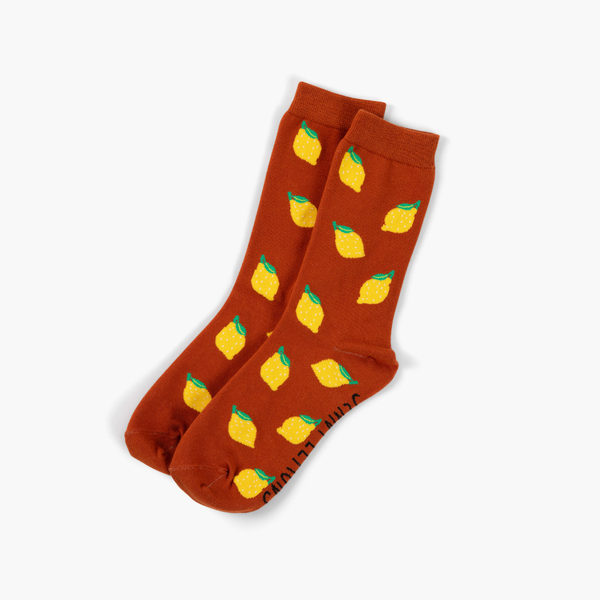 Jenny Lemons - Brown Lemon Crew Socks