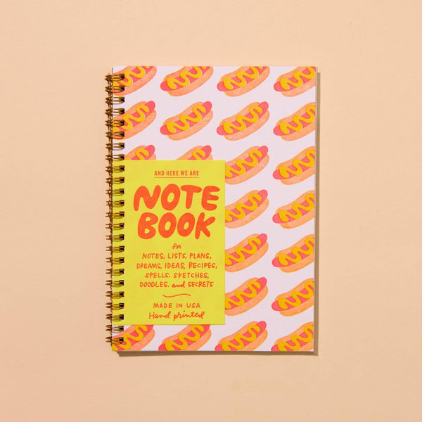 And Here We Are - Letterpress A5 Spiral Notebook—Hot Dogs