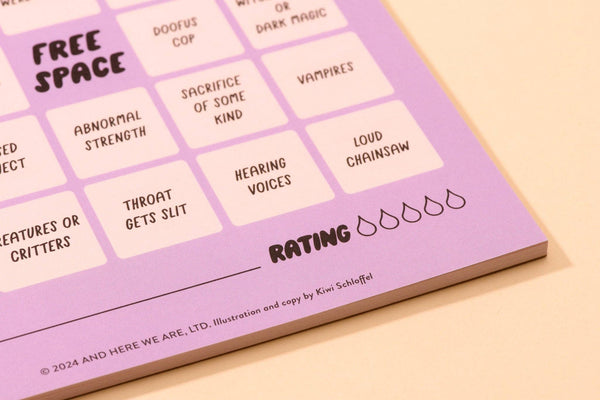 And Here We Are - Scary Movie Cheesy Movie Night Bingo - Halloween , Pop Culture, Father's Day gift, Fall game, Spooky, Fun, pop culture - Stocking stuffer, Holiday, Gift Guide