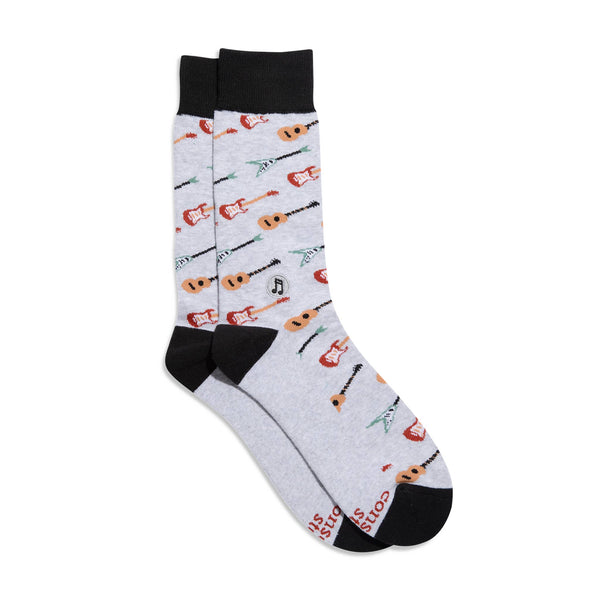 Conscious Step - Socks that Support Music (Gray Guitars)