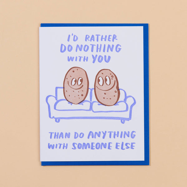 And Here We Are - Couch Potatoes Love Letterpress Greeting Card - Valentine's Day- Made in USA
