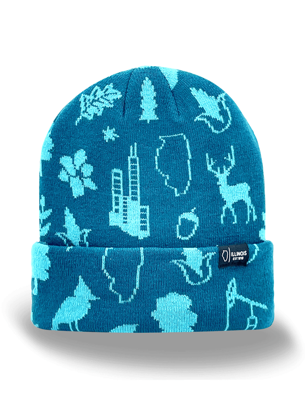 Northern Icons Creations INC - Illinois Knit Beanie Hat – State Icons, Winter Warm, Chicago Travel Souvenir Gift
