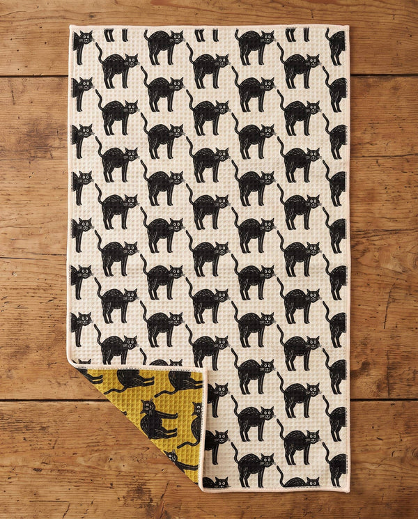 Trek Light - Kitchen Tea Towel Quick Dry | Black Cats | Halloween
