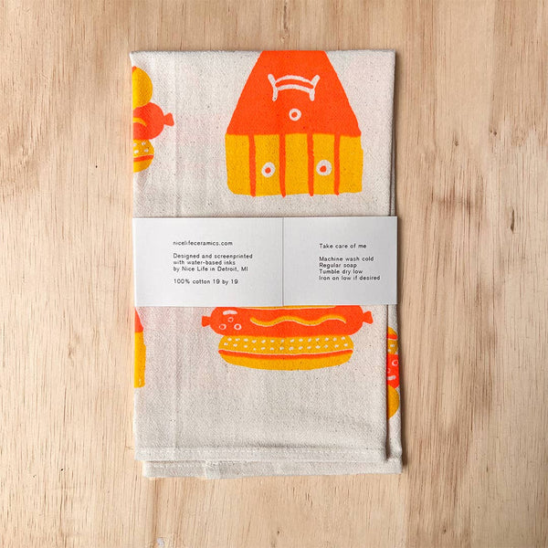 Nice life - Hot dog french fry tea towel