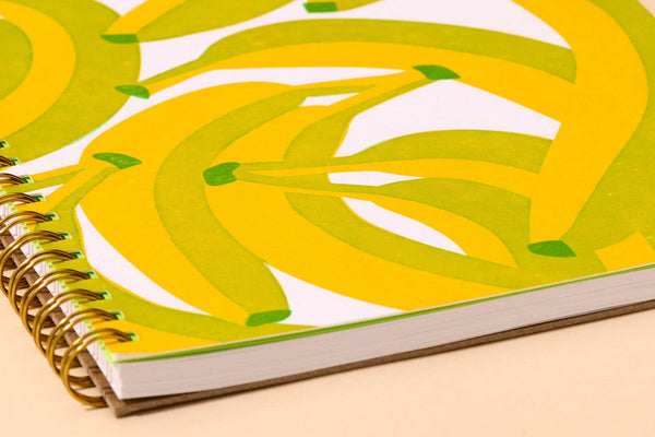Colorful Spiral Notebook — Banana Pattern