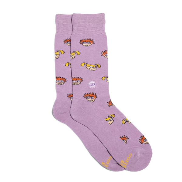 Conscious Step - Rugrats Socks that Find a Cure (Purple Chuckie/Angelica)