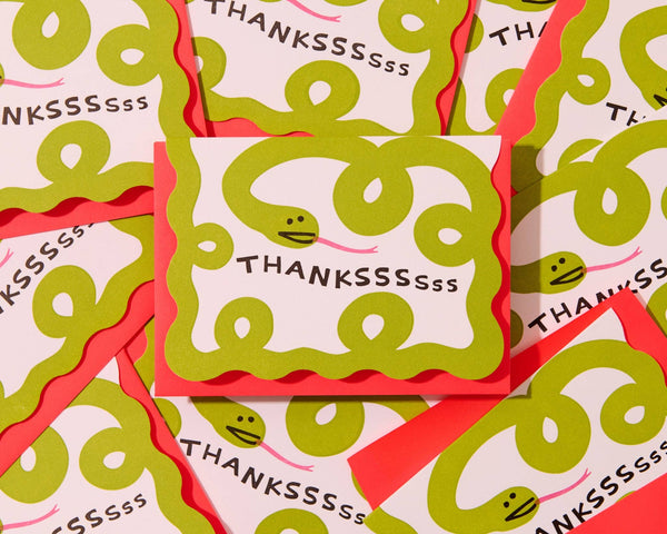 And Here We Are - Letterpress Scalloped Thank You Notecards (10) — Snake