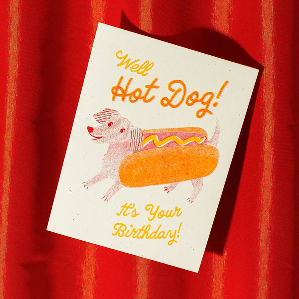 Bromstad Printing Co. - Hot Dog - Risograph Birthday Card