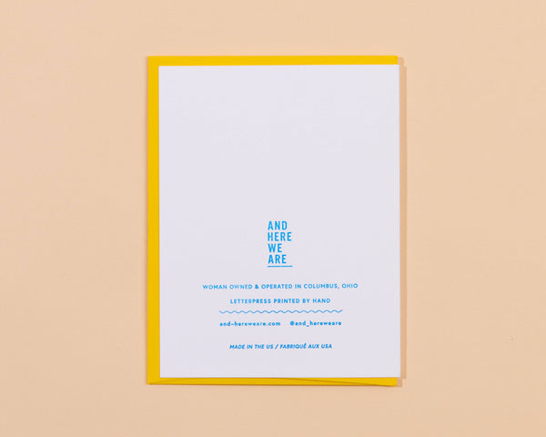 And Here We Are - Letterpress Thank You Card—Teacher Ribbon (Sweet, Vibrant)