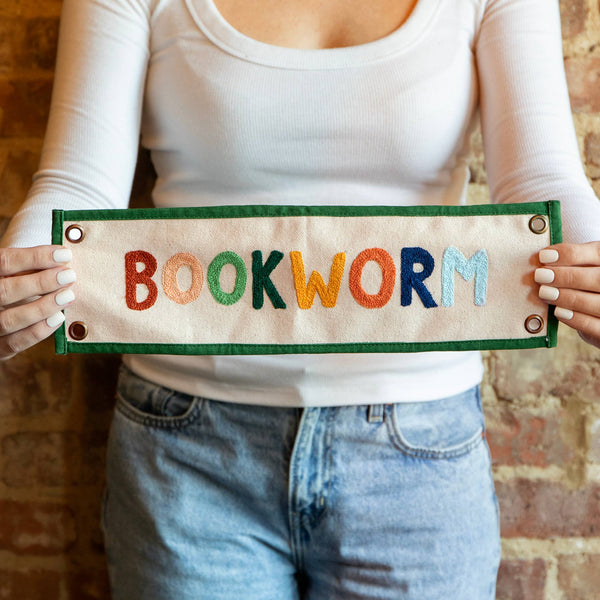 1canoe2 | One Canoe Two Paper Co. - Bookworm Embroidered Canvas Banner
