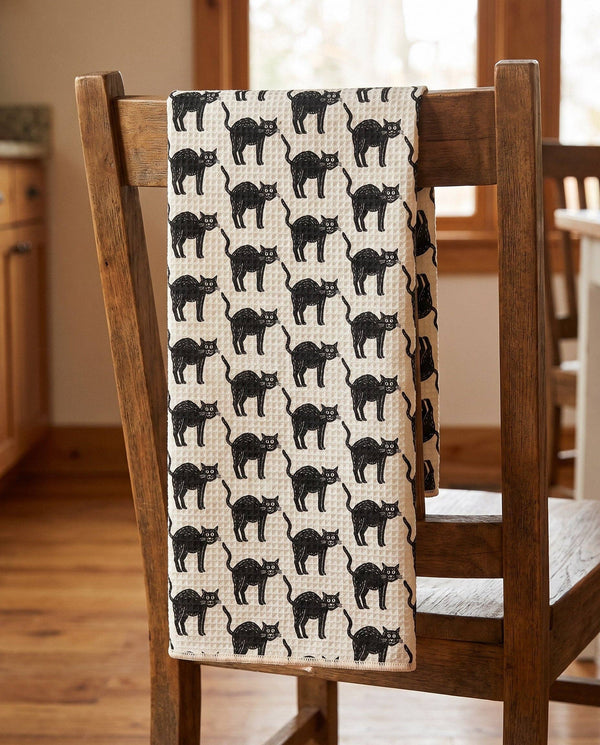Trek Light - Kitchen Tea Towel Quick Dry | Black Cats | Halloween
