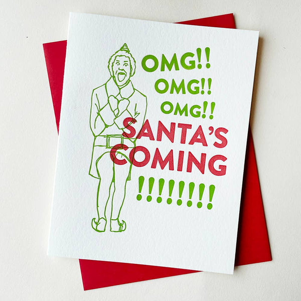 Steel Petal Press - Santa's Elf - Pop Culture Letterpress Christmas Holiday Card