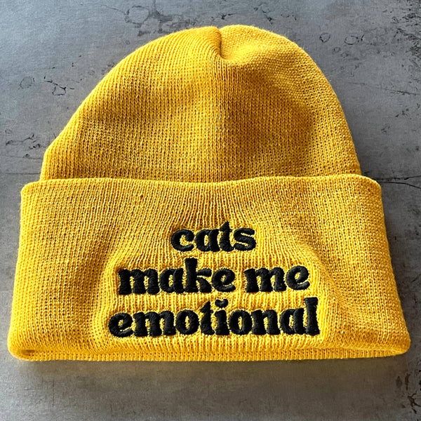 The Silver Spider - Cats make me emotional knit beanie hat Made in America