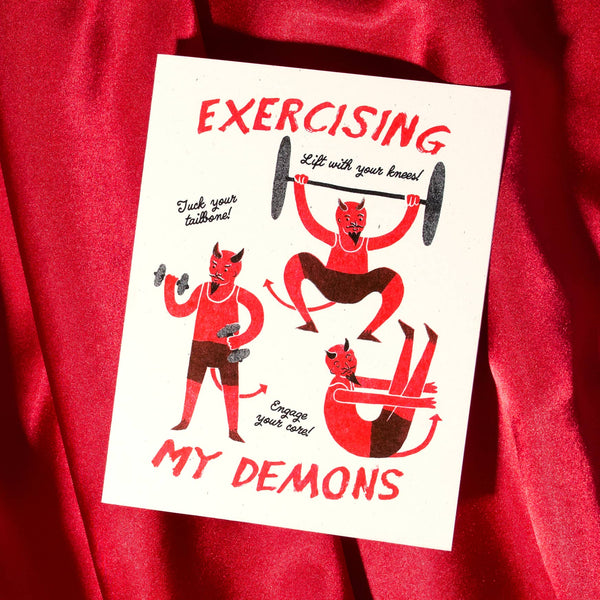 Bromstad Printing Co. - Exercising My Demons - Risograph Card